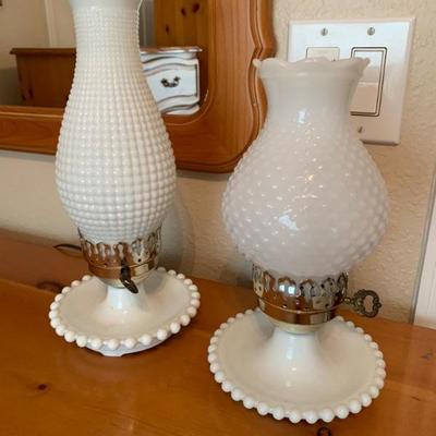 Set of 2 Milk glass lamps