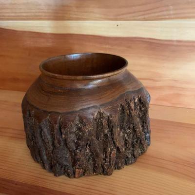 Rustic wood log pottery