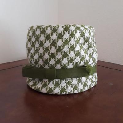 Vintage Green and White Ladies Hat