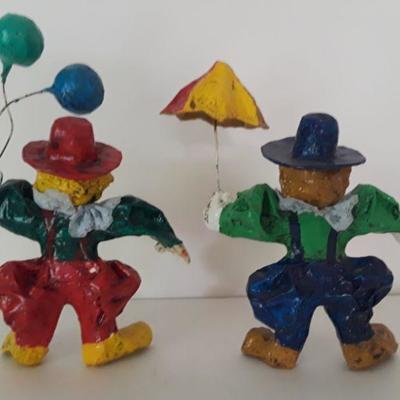 Pair of Paper Mache Clown Figurines