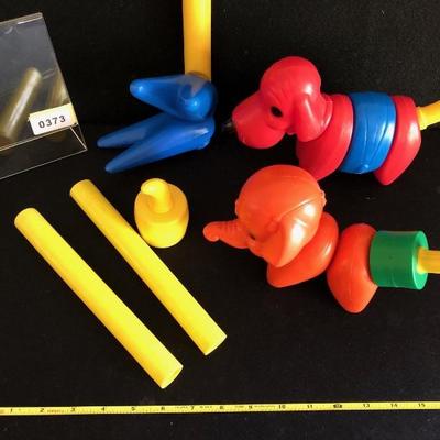 Vintage Plastic Stacking Toys Elephant Giraffe Red Dog