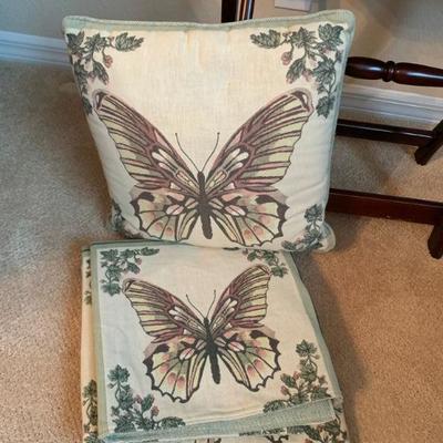 Butterfly and floral tapestry and bed cover with Luggage Stand
