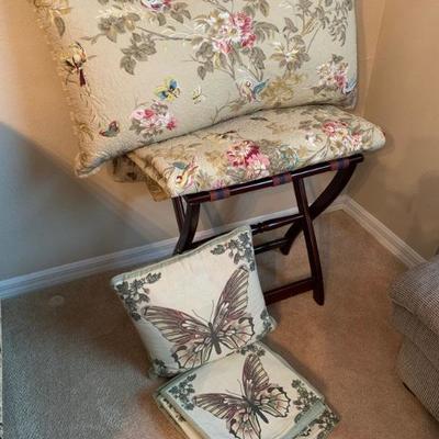 Butterfly and floral tapestry and bed cover with Luggage Stand