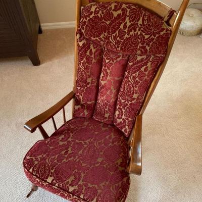 Rocking chair with upholstered seat cushion and back cushion 