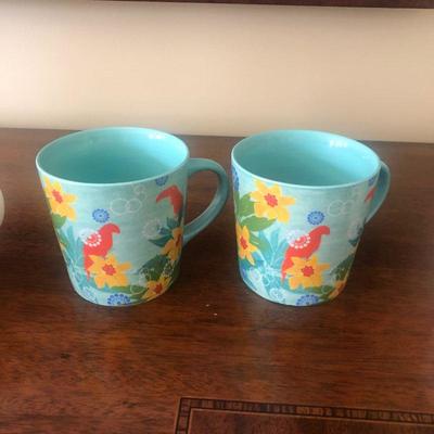 Two floral coffee mugs