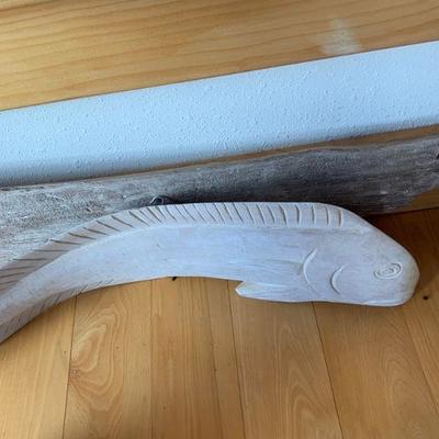 Wooden carved fish plaque / sign
