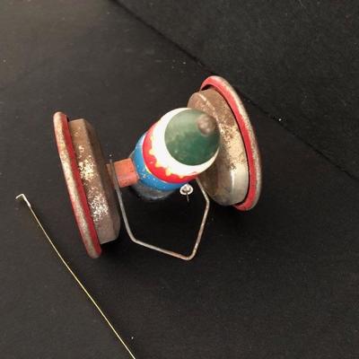 Antique Vintage Wooden Clown Wheelie Pull-Toy