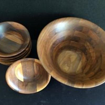 Lot of 1960's Wooden Salad Bowls Mid Century Modern