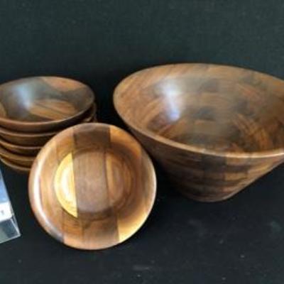 Lot of 1960's Wooden Salad Bowls Mid Century Modern