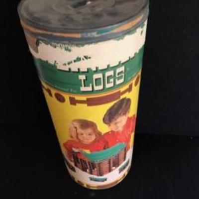 Vintage Original Lincoln Logs Canister Set