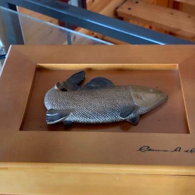 Wooden box with fish lid