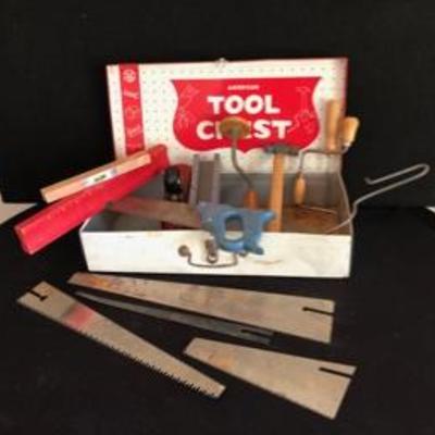 Vintage American Tool Chest Toy Tool Play Set