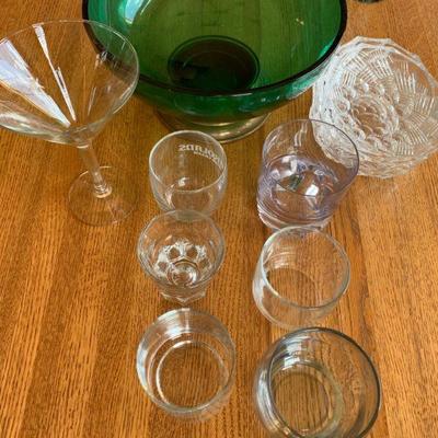 Table full of glassware , barware and other