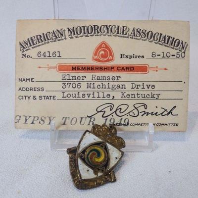 1948 AMA Gypsy Tour Pin and Membership Card