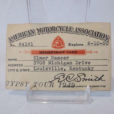 1948 AMA Gypsy Tour Pin and Membership Card