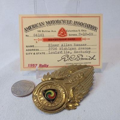 1957 AMA Gypsy Tour Pin and Membership Card