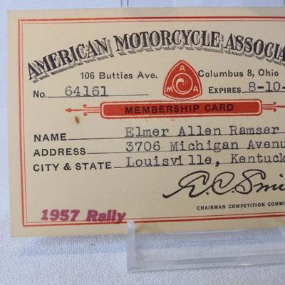 1957 AMA Gypsy Tour Pin and Membership Card