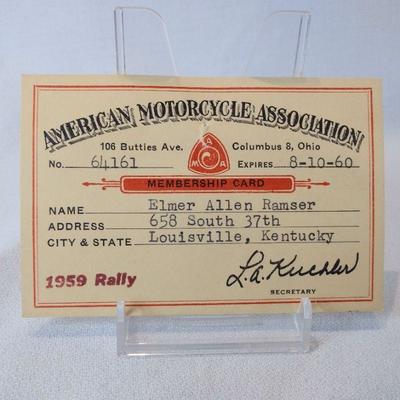 1960 AMA Gypsy Tour Key ID Loop and Membership Card