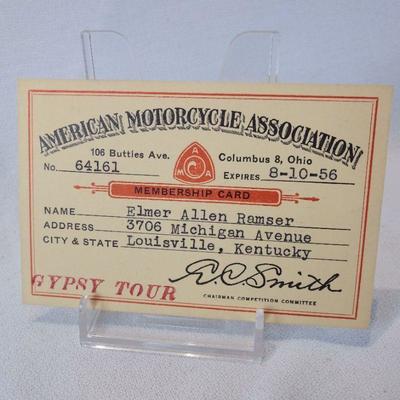 1956 AMA Gypsy Tour Bolo Clasp and Membership Card
