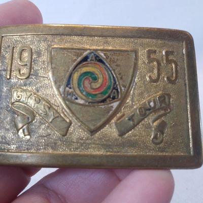 1955 AMA Gypsy Tour Brass Belt Buckle and Membership Card