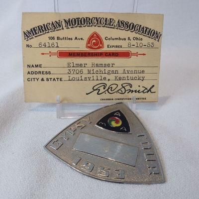 1953 AMA Gypsy Tour Plaque and Membership Card