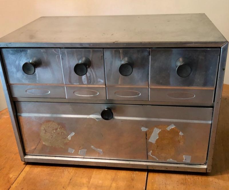 Vintage Stainless Metal Multi Drawer Countertop Bread Box Estatesales Org