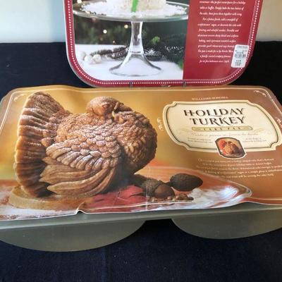 Lot of 3 Holiday Cake Pans - Williams Sonoma Turkey, Snowman, Nordicware Mini Loaf Pan - UNUSED