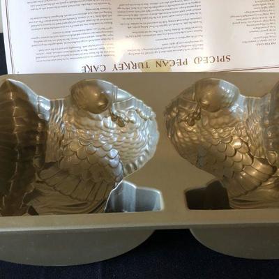 Lot of 3 Holiday Cake Pans - Williams Sonoma Turkey, Snowman, Nordicware Mini Loaf Pan - UNUSED