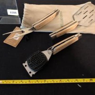 William Sonoma Folding Stainless Wood- Handled BBQ Tools