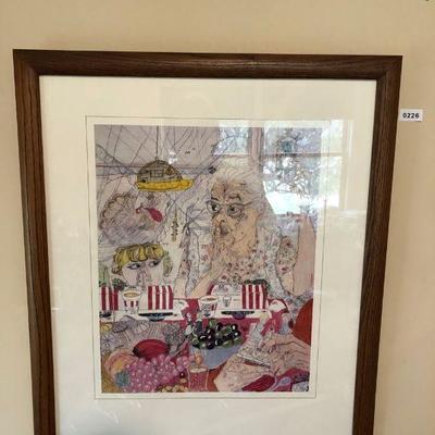 Wonderful lithograph  print of Thanksgiving by Elizabeth Grandma Layton Wellseville KS 1977