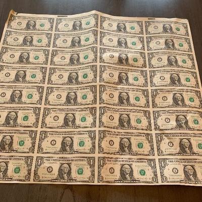 Treasury Sheet of US dollars, sheet of 32