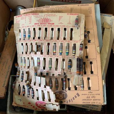 Large box of vintage NOS electrical parts 