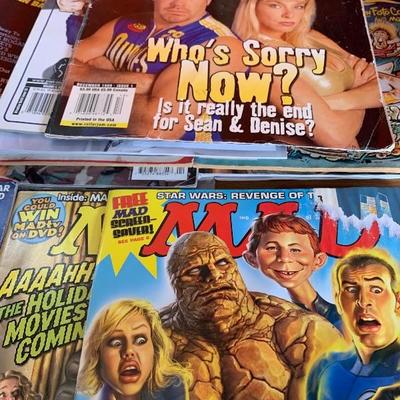 Vintage magazine lot, comic, mad, wresting 