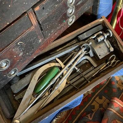 Vintage machinist tool box, Gerstner , full of tools