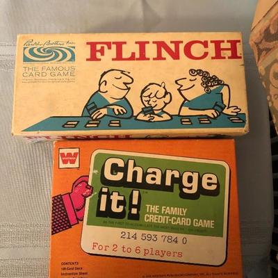 2 Vintage Board Game Lot, Flinch and Charge It!