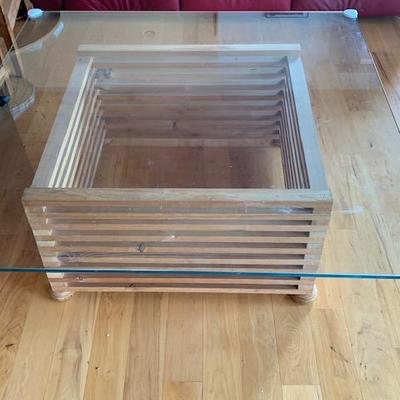 Lovely hand crafted coffee table with glass top