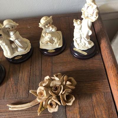 4 Armani / Florence Figurines and 1 Capodimonte Signed Floral Figure