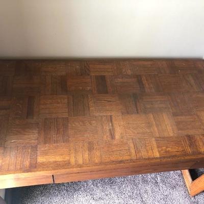Mid Century Desk with Wood Block Pattern 49â€x23â€x30â€