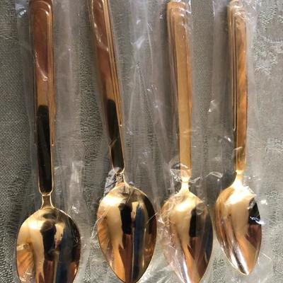 4 Piece Gold Plated Stainless Steel Spoons