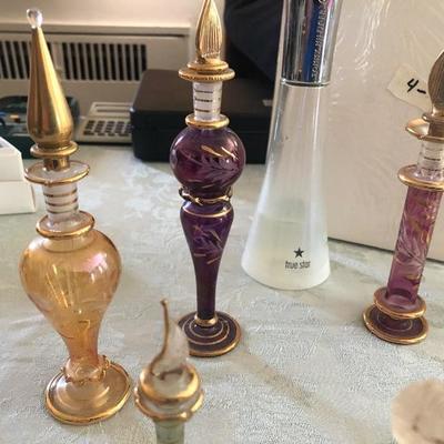 Lot of 9 Perfume Bottles, Bohemian, Glass, Tommy Hilfiger True Star and more!