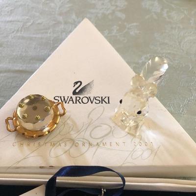 3 Piece Swarovski Lot, Crystal Star Ornament, Small Birthday Cake with Plate, and Squirrel