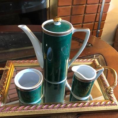 Malachite Otagiri Japanese Tea/Coffee Set with Tray