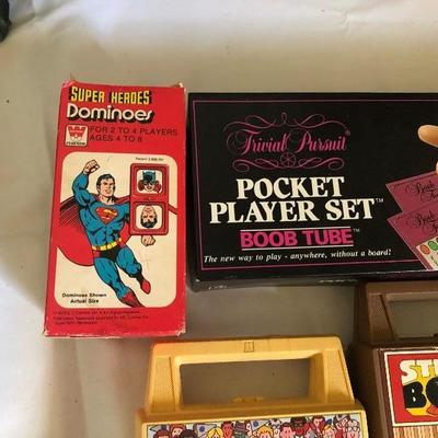 Super Heroes Superman Dominoes, Pocket Player Set, Funny Football, Strolling Bowling
