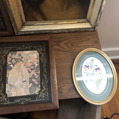 5 Piece Art Lot, Religious, Floral, Victorian All Framed