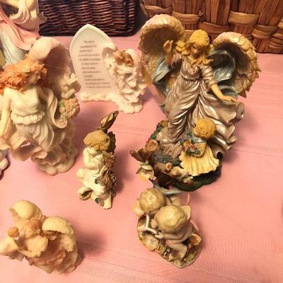Angel Lot, 9 Angels with 1 Flower 10 Pieces Total