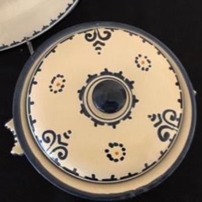 Italian Painted Soup Bowl w/Lid & Platter - See our listing for the matching pitcher