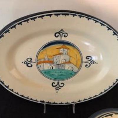 Italian Painted Soup Bowl w/Lid & Platter - See our listing for the matching pitcher