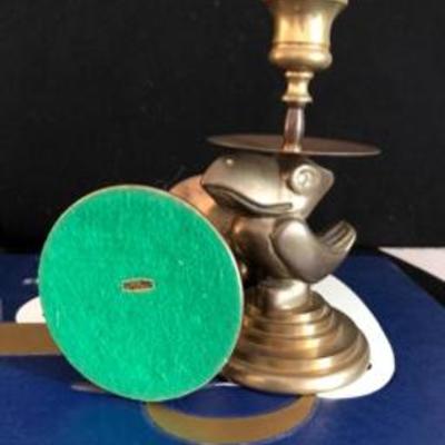Super Cool Kansas University  KU Jayhawks Vintage Brass Candle Holders & 1960 Yearbook