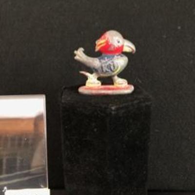 Rare Early KU Jayhawk University of Kansas Small Painted Iron Figure 