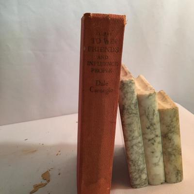 Lot 15 - Vintage Books & Marble Book Ends